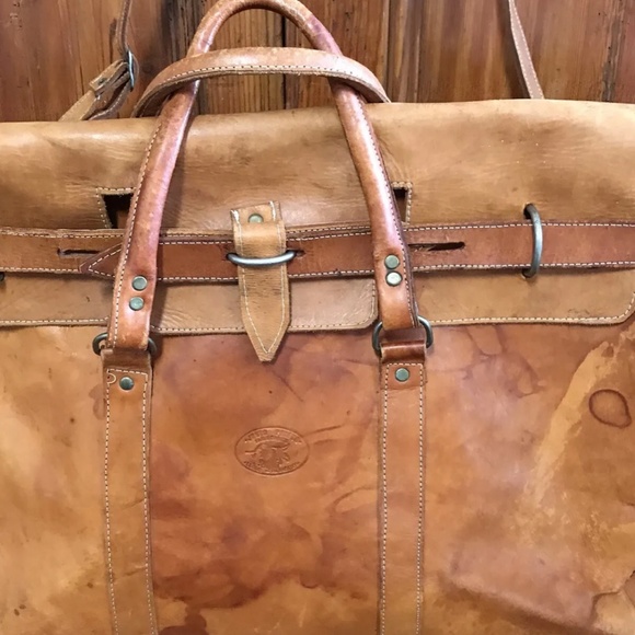 Antique 1955 Leather U S Mail Money Duffle Bag Railroad Overnight Crossbody Bag - Picture 8 of 10
